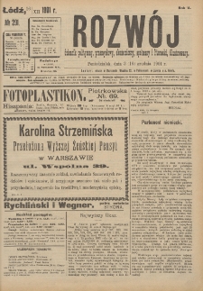 Rozwój : dziennik polityczny, przemysłowy, ekonomiczny, społeczny i literacki, illustrowany. 1901. R. 4. Nr 291