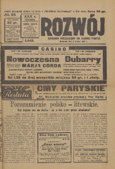 Rozwój : dziennik polityczny, przemysłowy, ekonomiczny, społeczny i literacki, illustrowany. 1927. R. 30. Nr 64