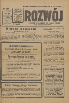 Rozwój : dziennik polityczny, przemysłowy, ekonomiczny, społeczny i literacki, illustrowany. 1927. R. 30. Nr 114