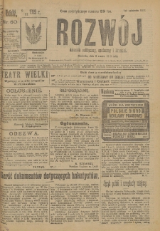 Rozwój : dziennik polityczny, przemysłowy, ekonomiczny, społeczny i literacki, illustrowany. 1919. Nr 60