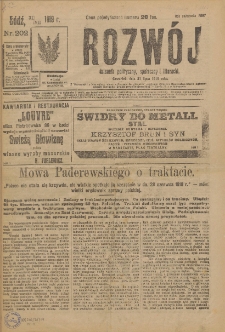 Rozwój : dziennik polityczny, przemysłowy, ekonomiczny, społeczny i literacki, illustrowany. 1919. Nr 202