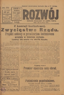 Rozwój : dziennik polityczny, przemysłowy, ekonomiczny, społeczny i literacki, illustrowany. 1926. R. 29. Nr 172