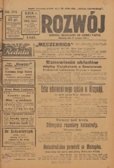 Rozwój : dziennik polityczny, przemysłowy, ekonomiczny, społeczny i literacki, illustrowany. 1926. R. 29. Nr 174