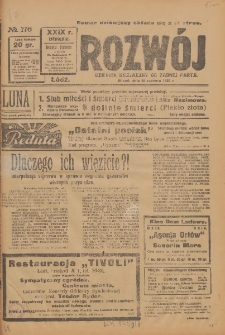 Rozwój : dziennik polityczny, przemysłowy, ekonomiczny, społeczny i literacki, illustrowany. 1926. R. 29. Nr 176