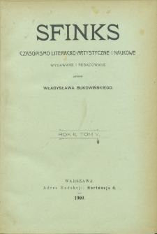 Sfinks : czasopismo literacko-artystyczne i naukowe. 1909. T.V