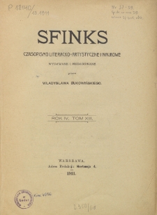 Sfinks : czasopismo literacko-artystyczne i naukowe. 1911. T. XIII