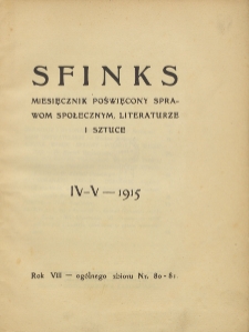 Sfinks : czasopismo literacko-artystyczne i naukowe. 1915. IV-V