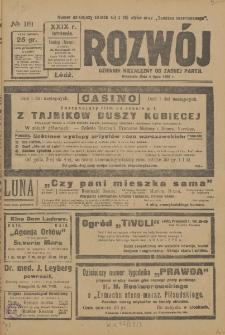 Rozwój : dziennik polityczny, przemysłowy, ekonomiczny, społeczny i literacki, illustrowany. 1926. R. 29. Nr 181